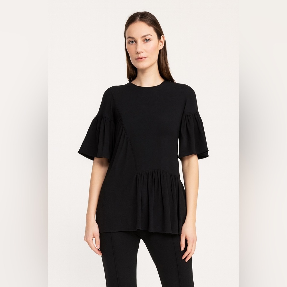 Stella McCartney Black Ruffle Hem Peplum Tunic  Top Size 40